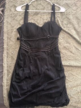 Fashion Nova Black Lace Strappy Mini Dress